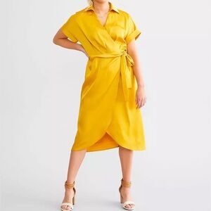 Red by BKE Satin Wrap Midi Dress